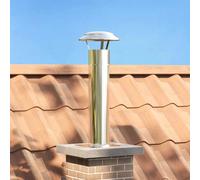 Chimney Head Extension Silver Stainless Steel Ø13cm 24x24x50cm Polished Lightwt.