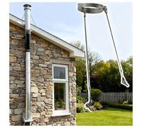 Chimney Pipe Bracket Set with Hoop Clamp, Connectable Legs, Screws, Roof/Wall/Floor Mount Support for Stove Pipes, Rainwater Drain Tubes