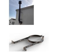 Chimney Pipe Holder Bracket Flue Liner Clamp Sturdy Adjustable Hanging Fixing Clip Stove Pipe Hanger Portable Accessory Stainless Steel Wall Support(Gray,18cm/7.1in)