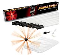 Chimney Power Sweep Set Flexible Nylon Rods & Brush Head Rotary Drill Drive Chimney Sweeping DIY Full Kit Flue Cleaner Removes Soot 6 Metre Set - 19 Feet