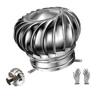 Chimney Spinner Cowl Stainless Steel, 110-500mm Rotating Cap, Weatherproof Vent Top Cover, Wind Rotating Turbine Cap Vent, for Enhanced Ventilation, for Flue Pipe, with Gloves(160mm/6.3in)