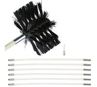 Chimney Sweep Set Including Chimney Cleaning Tool with Flexible Nylon Rods and Brush Heads for Fireplace, Dryer, Ventilation, Waste Water (6 Rods, 610 mm)