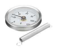 Chimney Thermograph Gauge - 63mm Stainless Steel Adjustable Pipeline Temperature Sensor Device, Industrial Heat Monitoring Tool Accuracy Meter | for Steam Boilers Hot Oil Energy Use