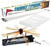 Chimney Typhoon Power Sweeping Set Flexible Nylon Rods & Brush Head Rotary Drill Drive Chimney Kit Flue Cleaner Removes Soot 9 Metre Set - 29 Feet