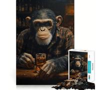 Chimp at The Bar 1000 Piece Jigsaw Puzzles for Teenagers Jigsaw Logic Fun Firm Cut Home Enjoyable Furniture Decor (38x26cm)