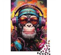 Chimp DJ Funky Vibes Jigsaw Puzzles for Adults Animal Puzzles 1000 Piece Impossible Puzzle Home Decoration Gifts 52x38cm/1000pcs