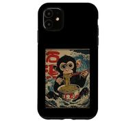 Chimp Eating Ramen Noodles Japanese Great Wave Style Art Case for iPhone 11