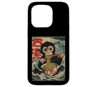 Chimp Eating Ramen Noodles Japanese Great Wave Style Art Case for iPhone 15 Pro