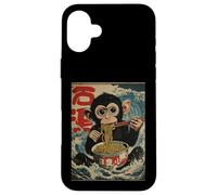 Chimp Eating Ramen Noodles Japanese Great Wave Style Art Case for iPhone 16 Plus