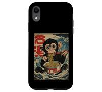 Chimp Eating Ramen Noodles Japanese Great Wave Style Art Case for iPhone XR