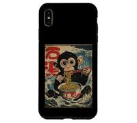 Chimp Eating Ramen Noodles Japanese Great Wave Style Art Case for iPhone XS Max