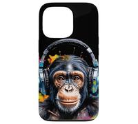 Chimp Headphones Chimpanzee Monkey Funny Art Print Graphic Case for iPhone 13 Pro