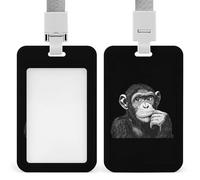 Chimp Thinking Monkey ID Badge Holder Name Card Holders Photocard Case with Lanyard for Teacher Nurse Office