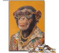 Chimpanzee Adult Jigsaw Puzzles 1000 Pieces, Staycation Kill Time Every Piece Is Unique - Challenging Family Fun Game (size 26x38cm)