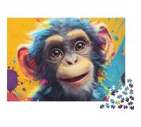 Chimpanzee Art-Colorful Splash Style 1000 Pcs Durable Plastic Puzzle for Grandparents Smooth Finish Precision Cut Gift Easy to Assemble 70x50cm/1000pcs