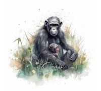 Chimpanzee & Baby Monkey 11ct Counted Cross Stitch Stamped Pre Printed Cross Stitch Embroidery Kits for Adults Starter DIY Embroidery Needlework Kit with Patterns 50×50cm(w-r210)