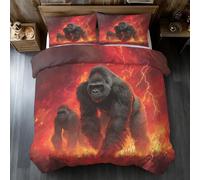 Chimpanzee Bedding Single, Orangutan Gorilla Duvet Cover Set, Double-Sided Printing Quilt Cover With Zip Fastening + 1 Pillowcase, Soft Breathable Microfiber M24