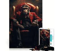 Chimpanzee Boss in Suit 1000 Pieces Puzzles for Teenagers Calm Game Sharp Detail Fun Challenge Night Play (38x26cm)