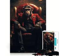Chimpanzee Boss in Suit for Adults 1000 Piece Puzzle Recall Enhancer Bright Print Pattern Assemble Xmas Surprise (50x75cm)