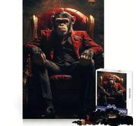 Chimpanzee Boss in Suit Jigsaw Puzzle 1000 Piece for Teenagers Leisure Game Real Thick Fun Activity Great Gift (38x52cm)