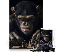 Chimpanzee Chess Player 1000 Pieces Puzzles for Teenagers Calm Game Sharp Detail Fun Challenge Night Play (50x75cm)
