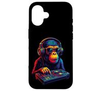 Chimpanzee DJ Vaporwave Festival Mixing Electric Beat Bonobo Case for iPhone 16