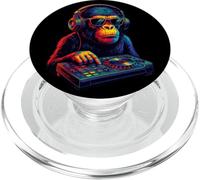 Chimpanzee DJ Vaporwave Festival Mixing Electric Beat Bonobo PopSockets PopGrip for MagSafe