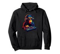Chimpanzee DJ Vaporwave Festival Mixing Electric Beat Bonobo Pullover Hoodie
