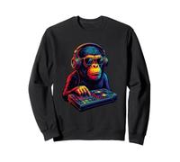 Chimpanzee DJ Vaporwave Festival Mixing Electric Beat Bonobo Sweatshirt