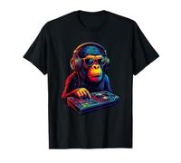 Chimpanzee DJ Vaporwave Festival Mixing Electric Beat Bonobo T-Shirt