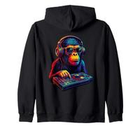 Chimpanzee DJ Vaporwave Festival Mixing Electric Beat Bonobo Zip Hoodie