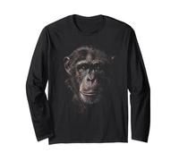 Chimpanzee Face Ape Savannah Wildlife Nature Chimp Long Sleeve T-Shirt