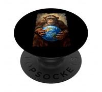 Chimpanzee Holding Earth Planet World Primate Ape PopSockets Adhesive PopGrip