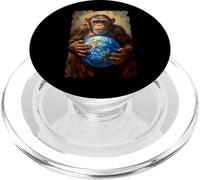 Chimpanzee Holding Earth Planet World Primate Ape PopSockets PopGrip for MagSafe