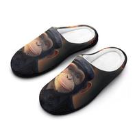 Chimpanzee in Hat And Suit Cotton Slipper Anti-Skid Comfortable Cozy Plush Slippers Indoor House Closed Toe Shoes 9-10(40-41)