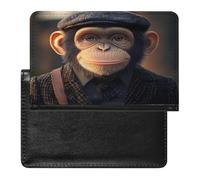 Chimpanzee in Hat and Suit Passport Holder Cover Slim Wallet with ID Card Slot Case Protector for Women Men