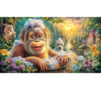 Chimpanzee-in-robe-sitting-on-tree-branch 1000 Piece Educational Game Decompression Puzzle Recycled Paper Fun Present & Activity for Home for Wall Decoration and Gifts 70x50/1000pcs