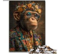 Chimpanzee in Suit Adult Jigsaw Puzzles 1000 Pieces, Staycation Kill Time Every Piece Is Unique - Challenging Family Fun Game (size 50x75cm)