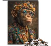 Chimpanzee in Suit Adult Jigsaw Puzzles 2000, Staycation Kill Time Every Piece Is Unique - Challenging Family Fun Game (70x100cm)
