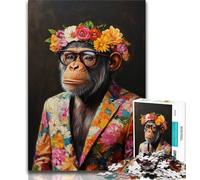 Chimpanzee in Suit JigsawPuzzle 1000 Pieces for Adults,Decompressing Intellectual Educational Toy Birthday Present,Gifts,Wall Art (38x26cm)