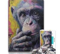 Chimpanzee Jigsaws 1000 Pieces for Adults,Staycation Kill Time Every Piece Is Unique - Challenging Family Fun Game (38x26cm)