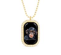 Chimpanzee Monkey Funny Pendant Necklace for Women Personalized Fashion Jewelry Diamond Necklaces for Wedding Birthday Gold Silver