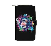 Chimpanzee Monkey Weed Fashion Wallet Credit Card Holder Slim Coin Pocket Purse Handheld Phone Bags for Women Men 8×4.5×1.5 Inches