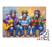 Chimpanzee Musicians Band 1000pc Monkey Band Art Thick Cardboard Puzzle for Stress Relief Seekers Christmas Gathering Home Decor Collectible Item Value for Money 52x38cm/1000pcs