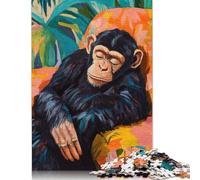 Chimpanzee Napping Puzzles 500 Pieces Wooden Puzzles Puzzles for Adults for Adults& Teenagers Age 12 Years Up 500pcs (52x38cm)