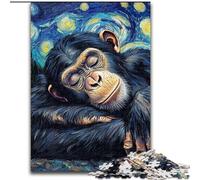 Chimpanzee Night Sky Jigsaw Puzzles for Adults 1000, Learning Educational Toys Family Games with Matching Poster And Trivia Sheet (50x75cm)