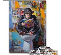 Chimpanzee on The Toilet Adult Jigsaws 1000 Pieces Difficult, Suitable for Ages 14 And Up Wall Decoration Christmas Birthday Gift (26x38cm)