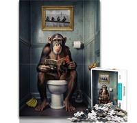 Chimpanzee on The Toilet JigsawPuzzle 1000 Pieces for Adults,Challenging To Complete But Fun And Humorous with Matching Poster And Trivia Sheet (38x26cm)