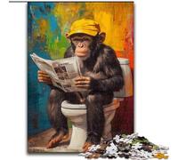 Chimpanzee on The Toilet Jigsaws 1000 Pieces for Teenagers, Challenging Game Gifts for Is Ideal As A Gift for The Whole Family (50x75cm)