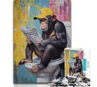 Chimpanzee on The Toilet Jigsaws Puzzles 1000 Pieces for Adults Gifts,Family Game Stress Reliever Difficult Challenge Great Gifts And Toys (75x50cm)